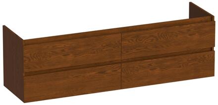 Brauer Joy - Onderkast - 160 cm - met 4 Softclose Lades Greeploos en 2 Sifon Uitsparingen - Lamellen Eiken Bruin