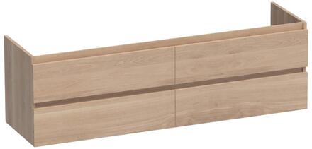 Brauer Joy - Onderkast - 160 cm - met 4 Softclose Lades Greeploos en 2 Sifon Uitsparingen - Lamellen Eiken Naturel
