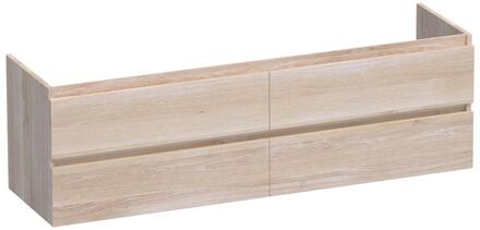 Brauer Joy - Onderkast - 160 cm - met 4 Softclose Lades Greeploos en 2 Sifon Uitsparingen - Lamellen Eiken Wit