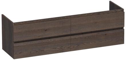 Brauer Joy - Onderkast - 160 cm - met 4 Softclose Lades Greeploos en 2 Sifon Uitsparingen - Lamellen Eiken Zwart