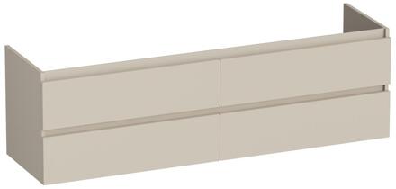 Brauer Joy - Onderkast - 160 cm - met 4 Softclose Lades Greeploos en 2 Sifon Uitsparingen - Mat Beige