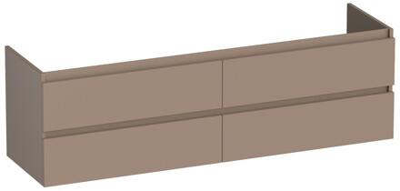 Brauer Joy - Onderkast - 160 cm - met 4 Softclose Lades Greeploos en 2 Sifon Uitsparingen - Mat Mokka