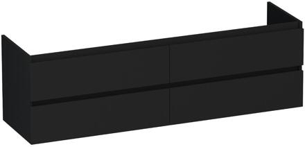 Brauer Joy - Onderkast - 160 cm - met 4 Softclose Lades Greeploos en 2 Sifon Uitsparingen - Mat Zwart