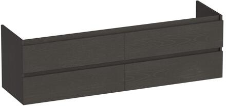 Brauer Joy - Onderkast - 160 cm - met 4 Softclose Lades Greeploos en 2 Sifon Uitsparingen - Timber Anthracite