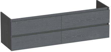 Brauer Joy - Onderkast - 160 cm - met 4 Softclose Lades Greeploos en 2 Sifon Uitsparingen - Timber Grey
