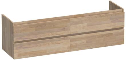 Brauer Joy - Onderkast - 160 cm - met 4 Softclose Lades Greeploos en 2 Sifon Uitsparingen - Vingerlas Eiken Grijs