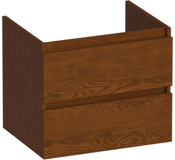 Brauer Joy - Onderkast - 60 cm - met 2 Softclose Lades Greeploos en 1 Sifon Uitsparing - Lamellen Eiken Bruin