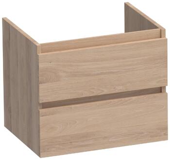 Brauer Joy - Onderkast - 60 cm - met 2 Softclose Lades Greeploos en 1 Sifon Uitsparing - Lamellen Eiken Naturel