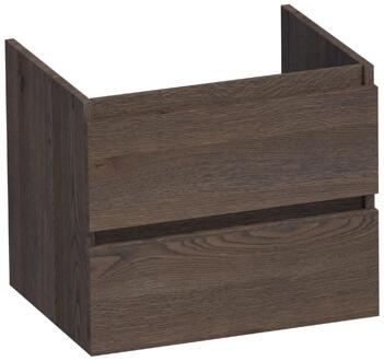 Brauer Joy - Onderkast - 60 cm - met 2 Softclose Lades Greeploos en 1 Sifon Uitsparing - Lamellen Eiken Zwart