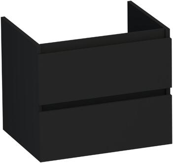 Brauer Joy - Onderkast - 60 cm - met 2 Softclose Lades Greeploos en 1 Sifon Uitsparing - Mat Zwart