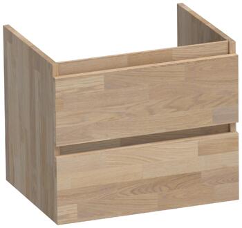 Brauer Joy - Onderkast - 60 cm - met 2 Softclose Lades Greeploos en 1 Sifon Uitsparing - Vingerlas Eiken Grijs