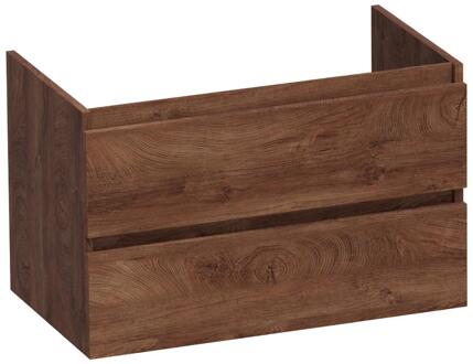 Brauer Joy - Onderkast - 80 cm - met 2 Softclose Lades Greeploos en 1 Sifon Uitsparing - Forest Cacao