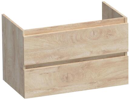 Brauer Joy - Onderkast - 80 cm - met 2 Softclose Lades Greeploos en 1 Sifon Uitsparing - Forest Wheat