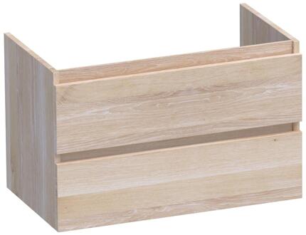 Brauer Joy - Onderkast - 80 cm - met 2 Softclose Lades Greeploos en 1 Sifon Uitsparing - Lamellen Eiken Wit