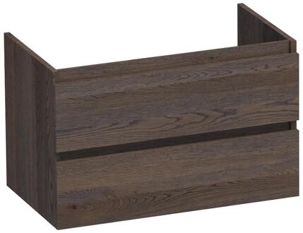 Brauer Joy - Onderkast - 80 cm - met 2 Softclose Lades Greeploos en 1 Sifon Uitsparing - Lamellen Eiken Zwart