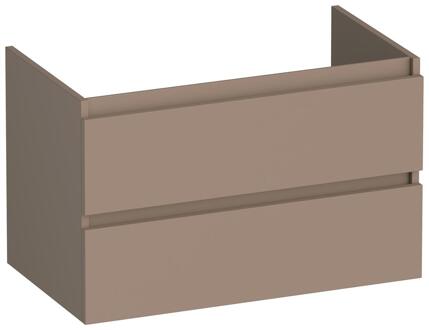 Brauer Joy - Onderkast - 80 cm - met 2 Softclose Lades Greeploos en 1 Sifon Uitsparing - Mat Mokka