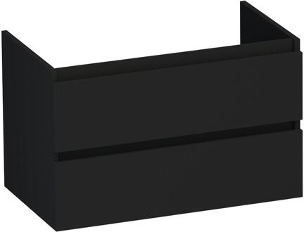 Brauer Joy - Onderkast - 80 cm - met 2 Softclose Lades Greeploos en 1 Sifon Uitsparing - Mat Zwart