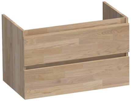 Brauer Joy - Onderkast - 80 cm - met 2 Softclose Lades Greeploos en 1 Sifon Uitsparing - Vingerlas Eiken Grijs