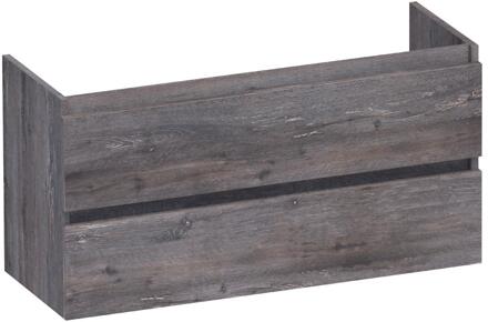 Brauer Joy - Onderkast Ondiep - 100 cm - met 2 Softclose Lades Greeploos en 1 Sifon Uitsparing - Driftwood
