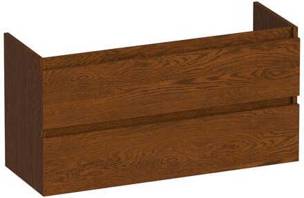 Brauer Joy - Onderkast Ondiep - 100 cm - met 2 Softclose Lades Greeploos en 1 Sifon Uitsparing - Lamellen Eiken Bruin