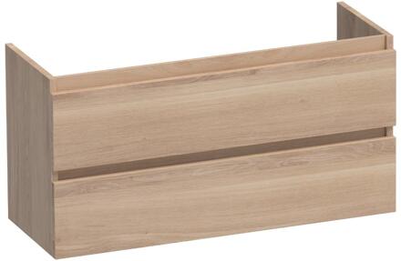 Brauer Joy - Onderkast Ondiep - 100 cm - met 2 Softclose Lades Greeploos en 1 Sifon Uitsparing - Lamellen Eiken Naturel