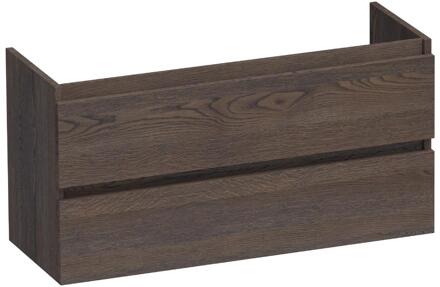 Brauer Joy - Onderkast Ondiep - 100 cm - met 2 Softclose Lades Greeploos en 1 Sifon Uitsparing - Lamellen Eiken Zwart