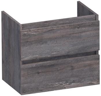 Brauer Joy - Onderkast Ondiep - 60 cm - met 2 Softclose Lades Greeploos en 1 Sifon Uitsparing - Driftwood