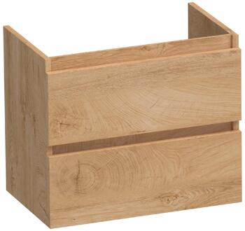 Brauer Joy - Onderkast Ondiep - 60 cm - met 2 Softclose Lades Greeploos en 1 Sifon Uitsparing - Forest Tan