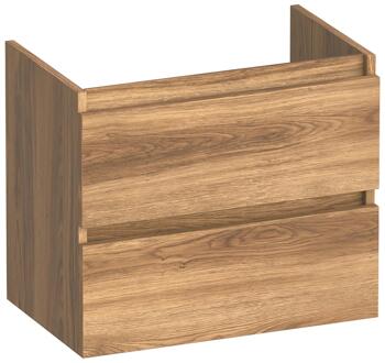 Brauer Joy - Onderkast Ondiep - 60 cm - met 2 Softclose Lades Greeploos en 1 Sifon Uitsparing - Honey