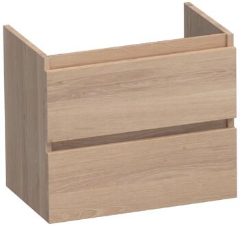 Brauer Joy - Onderkast Ondiep - 60 cm - met 2 Softclose Lades Greeploos en 1 Sifon Uitsparing - Lamellen Eiken Naturel