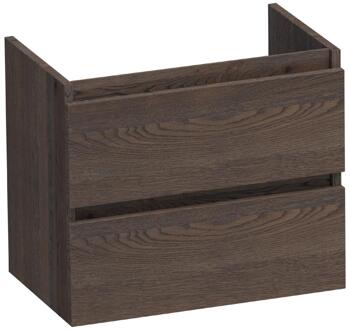 Brauer Joy - Onderkast Ondiep - 60 cm - met 2 Softclose Lades Greeploos en 1 Sifon Uitsparing - Lamellen Eiken Zwart