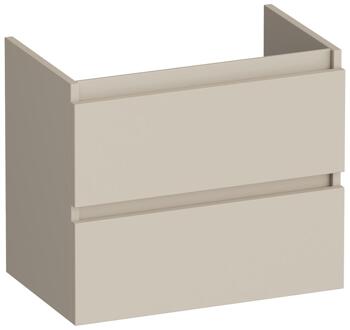 Brauer Joy - Onderkast Ondiep - 60 cm - met 2 Softclose Lades Greeploos en 1 Sifon Uitsparing - Mat Beige