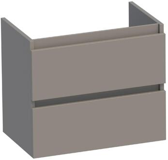 Brauer Joy - Onderkast Ondiep - 60 cm - met 2 Softclose Lades Greeploos en 1 Sifon Uitsparing - Mat Taupe