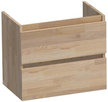 Brauer Joy - Onderkast Ondiep - 60 cm - met 2 Softclose Lades Greeploos en 1 Sifon Uitsparing - Vingerlas Eiken Grijs