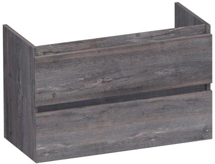 Brauer Joy - Onderkast Ondiep - 80 cm - met 2 Softclose Lades Greeploos en 1 Sifon Uitsparing - Driftwood