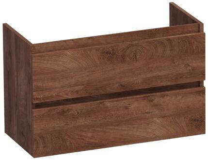 Brauer Joy - Onderkast Ondiep - 80 cm - met 2 Softclose Lades Greeploos en 1 Sifon Uitsparing - Forest Cacao