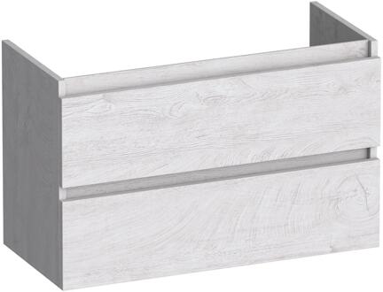 Brauer Joy - Onderkast Ondiep - 80 cm - met 2 Softclose Lades Greeploos en 1 Sifon Uitsparing - Forest Seashell