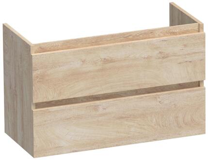 Brauer Joy - Onderkast Ondiep - 80 cm - met 2 Softclose Lades Greeploos en 1 Sifon Uitsparing - Forest Wheat