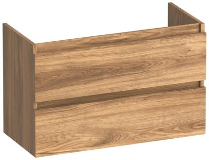 Brauer Joy - Onderkast Ondiep - 80 cm - met 2 Softclose Lades Greeploos en 1 Sifon Uitsparing - Honey