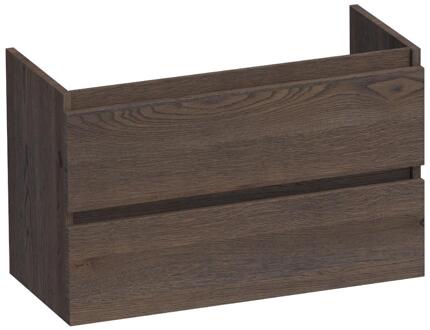 Brauer Joy - Onderkast Ondiep - 80 cm - met 2 Softclose Lades Greeploos en 1 Sifon Uitsparing - Lamellen Eiken Zwart