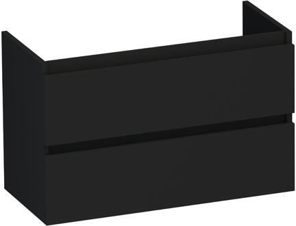 Brauer Joy - Onderkast Ondiep - 80 cm - met 2 Softclose Lades Greeploos en 1 Sifon Uitsparing - Mat Zwart