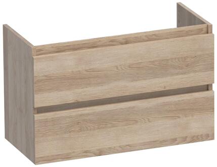 Brauer Joy - Onderkast Ondiep - 80 cm - met 2 Softclose Lades Greeploos en 1 Sifon Uitsparing - Sunlit