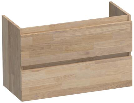 Brauer Joy - Onderkast Ondiep - 80 cm - met 2 Softclose Lades Greeploos en 1 Sifon Uitsparing - Vingerlas Eiken Grijs