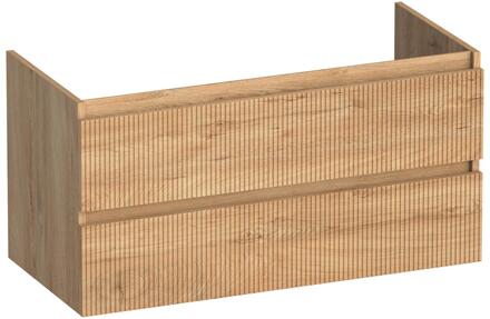 Brauer Joy Wavy - Onderkast - 100 cm - met 2 Softclose Lades Greeploos en 1 Sifon Uitsparing - Forest Tan