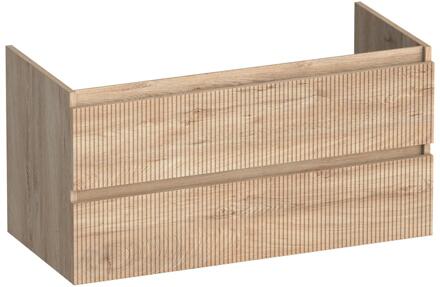 Brauer Joy Wavy - Onderkast - 100 cm - met 2 Softclose Lades Greeploos en 1 Sifon Uitsparing - Forest Wheat