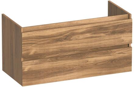 Brauer Joy Wavy - Onderkast - 100 cm - met 2 Softclose Lades Greeploos en 1 Sifon Uitsparing - Honey