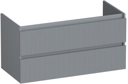 Brauer Joy Wavy - Onderkast - 100 cm - met 2 Softclose Lades Greeploos en 1 Sifon Uitsparing - Mat Grijs