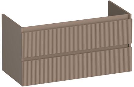 Brauer Joy Wavy - Onderkast - 100 cm - met 2 Softclose Lades Greeploos en 1 Sifon Uitsparing - Mat Mokka