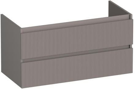 Brauer Joy Wavy - Onderkast - 100 cm - met 2 Softclose Lades Greeploos en 1 Sifon Uitsparing - Mat Taupe