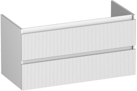 Brauer Joy Wavy - Onderkast - 100 cm - met 2 Softclose Lades Greeploos en 1 Sifon Uitsparing - Mat Wit